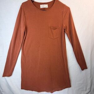 Abercrombie Fitch Long Sleeve T Shirt Dress Rust Pocket Casual S